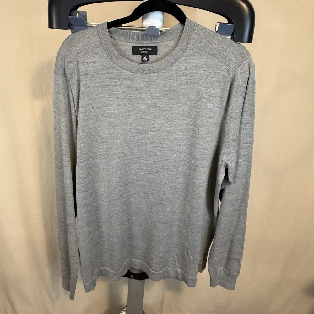 Nordstrom Men's Long Sleeve Merino Wool Blend‎ Sweater Gray Size XL